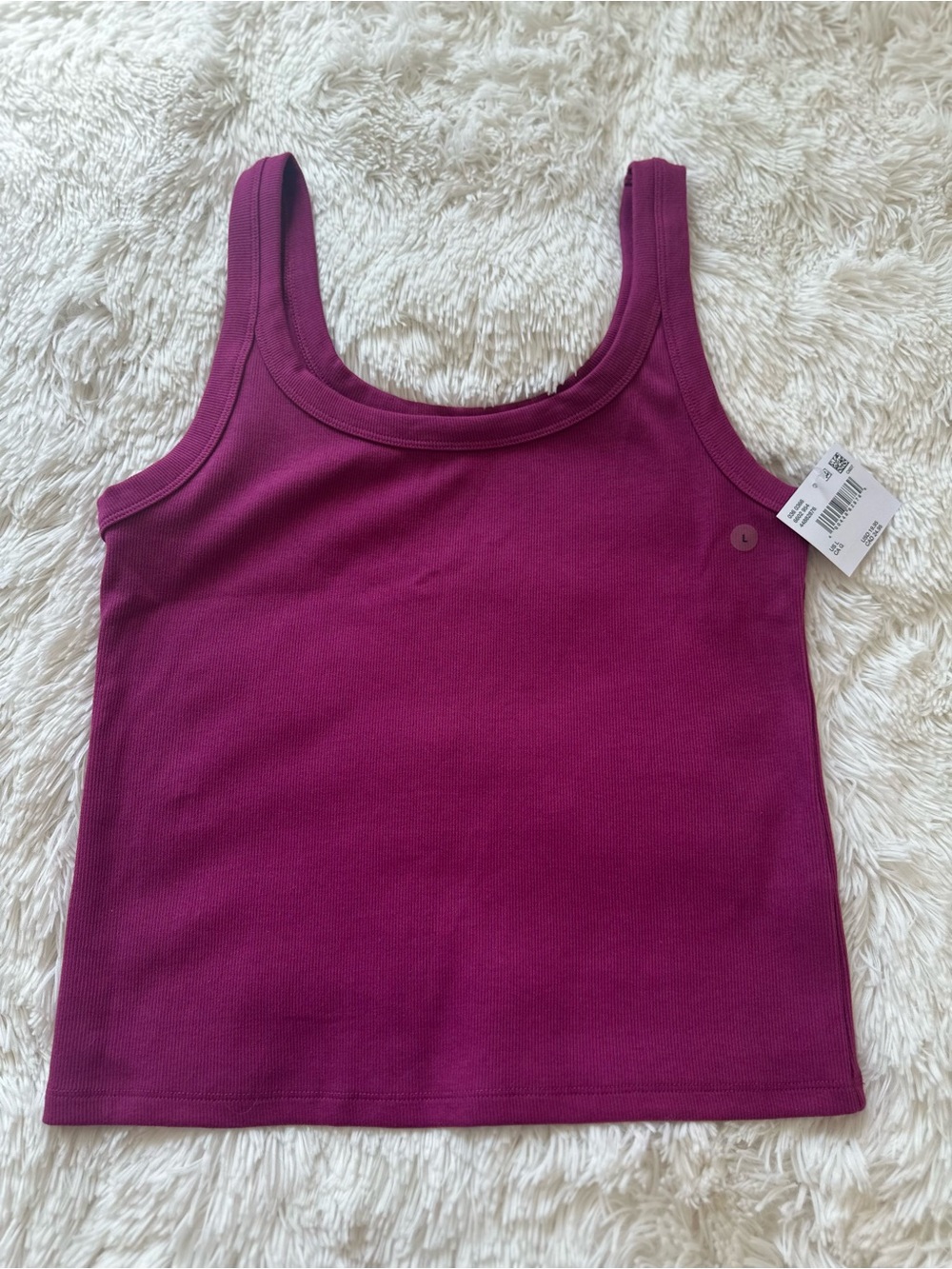AMERICAN EAGLE Magenta Pink Ribbed Crop Tank Top Scoop Neck Women’s Large NWT